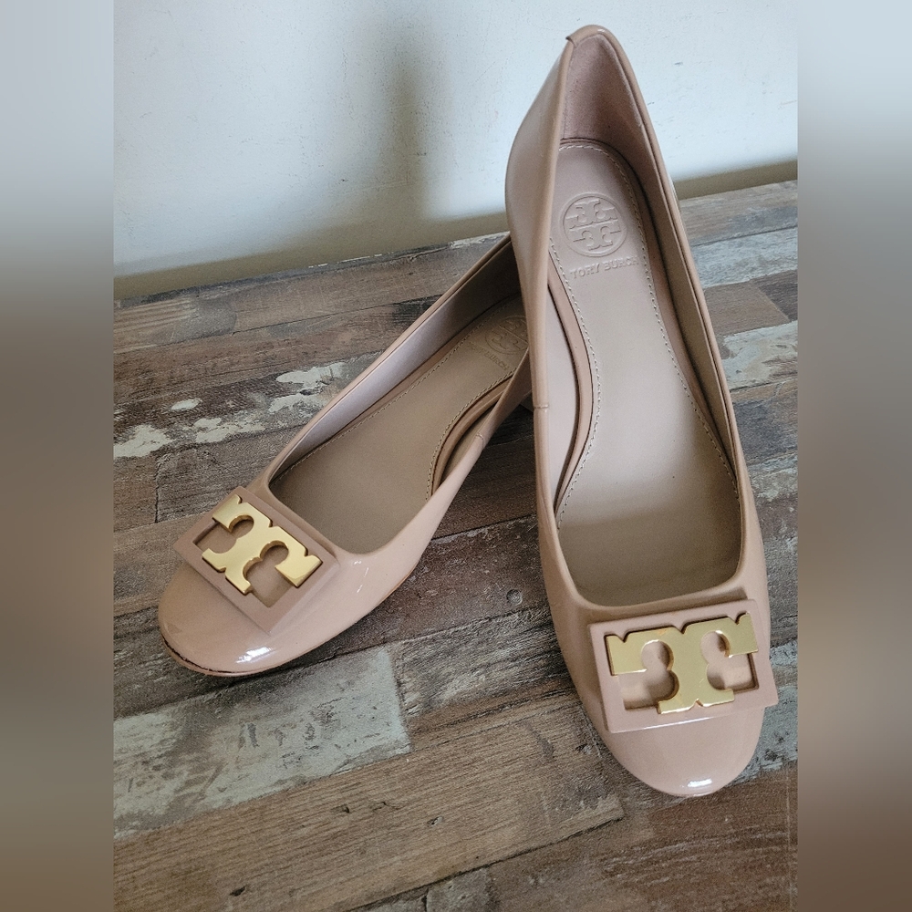 Tory Burch Blush Flats with Gold Emblem